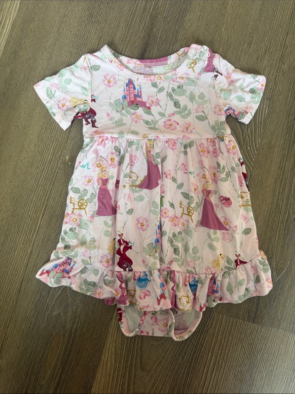 NWOT Disney Posh Peanut Sleeping Beauty Aurora Twirl Bodysuit Dress - 18-24m